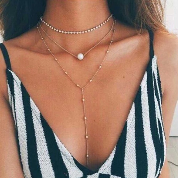 Jewelry - ONE LEFT! Multilayer Bead & Pearl Choker Necklace